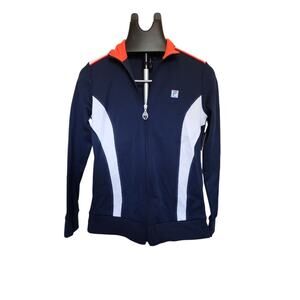 Fila Sport Jacket XS Full Zip Colorblock Navy Blue White Orange Womens